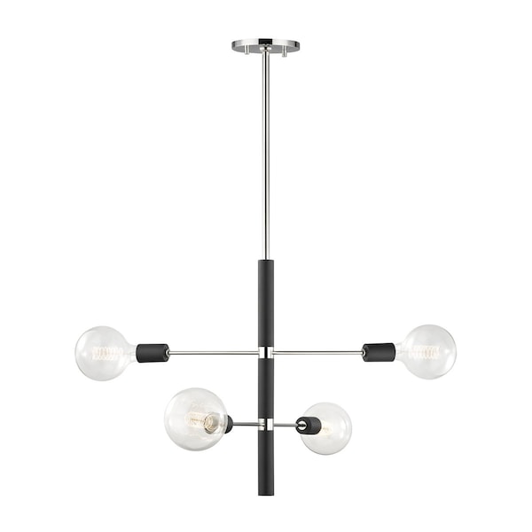 Mitzi Astrid 4 Light Chandelier 24 In. Polished Nickel/Black H178804-PN/BK - main