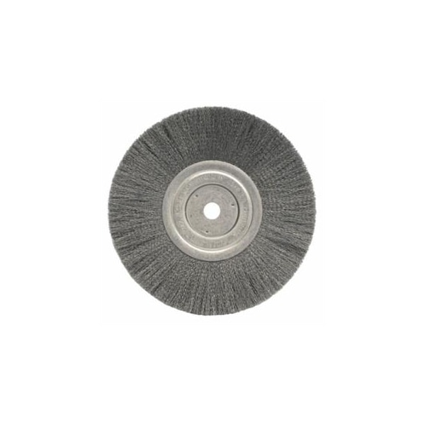 Weiler Narrow Face Crimped Wire Wheel, 8 in D x 3/4 W, .0118 Stainless Steel, 6,000 rpm 804-01805 - main