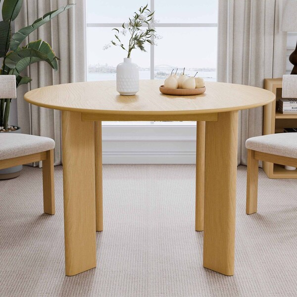 Homeroots 45" Black Solid Wood Double Pedestal Base Round Top Dining Table 712206 - main