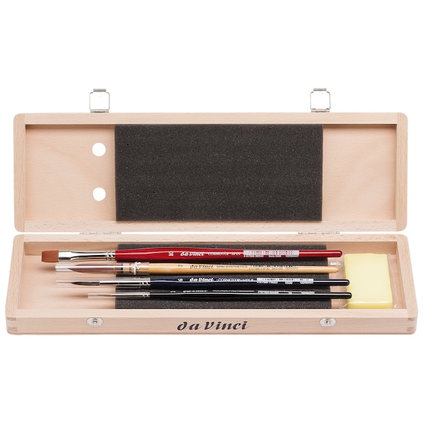 Da Vinci Watercolor Brush Set, Assortment 5279, 4 Brush Set in Wooden Box with Soap VA-5279_0 - main