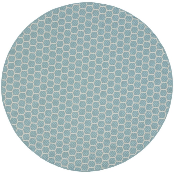 Homeroots 8' Aqua And Ivory Geometric Indoor Outdoor Area Rug 556304 - main