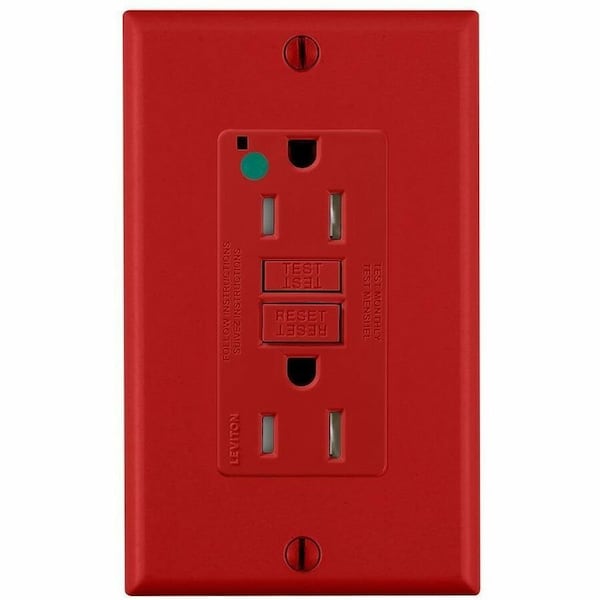 Leviton Self-Test GFCI Receptacle, Hospital Grade, 15 Amp, 125 Volt, 5-15R NEMA GFTR1-HGR - main