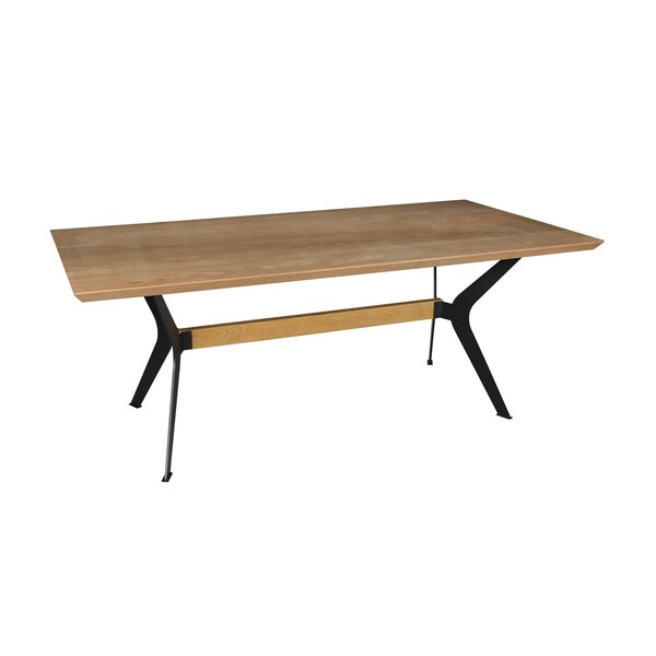 Homeroots 79" Brown and Red Wood and Metal Trestle Base Dining Table 558162 - main
