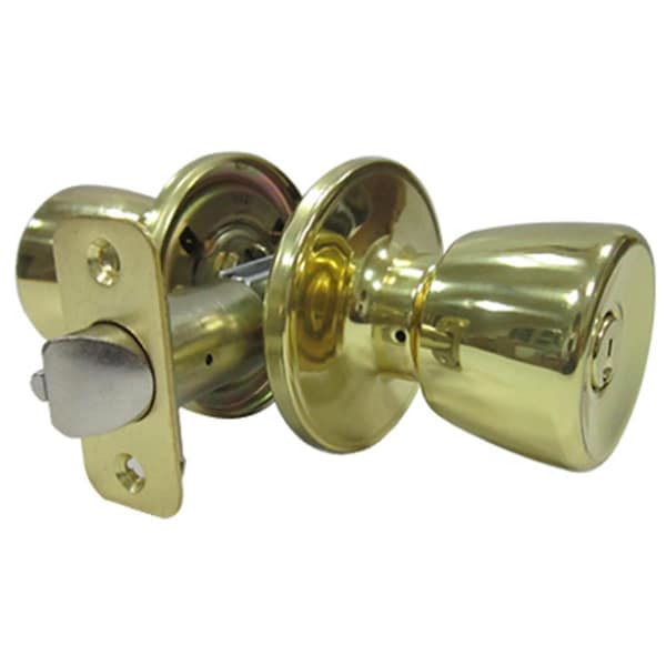 Taiwan Fu Hsing Industrial TruGuard Medium Tulip Style Knob Entry Lockset, Polished Brass 221807 - main