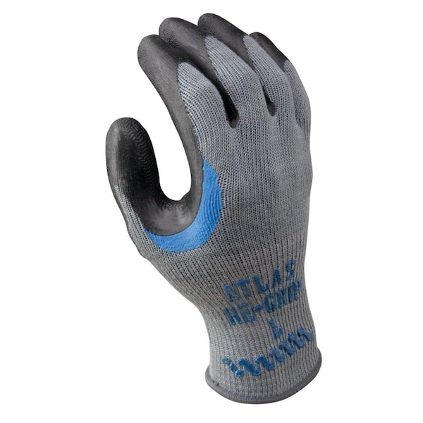Showa Atlas Showa Work Gloves, L, Reinforced Crotch Thumb, Knit Wrist Cuff, Natural Rubber Coating, Black/Gray 330L-09.RT - main