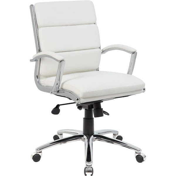 Boss Executive CaressoftPlus Chair with Metal Chrome Finish, Mid Back B9476-WT - main