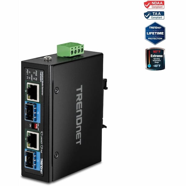 Trendnet 2-PORT INDUSTRIAL SFP TO GIGABIT POE++ MEDIA CONVERTER TI-BF22SFP - main