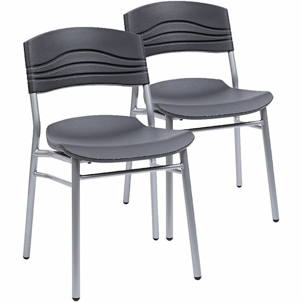 Iceberg CafeWorks Chair, Graphite Seat and Back, Silver Frame, 18 in Seat Height, 2 PK 64517 - main