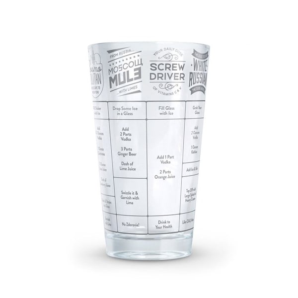 Fred & Friends Cocktail Recipe Glass, 16 oz Capacity, Glass 5192622 - main