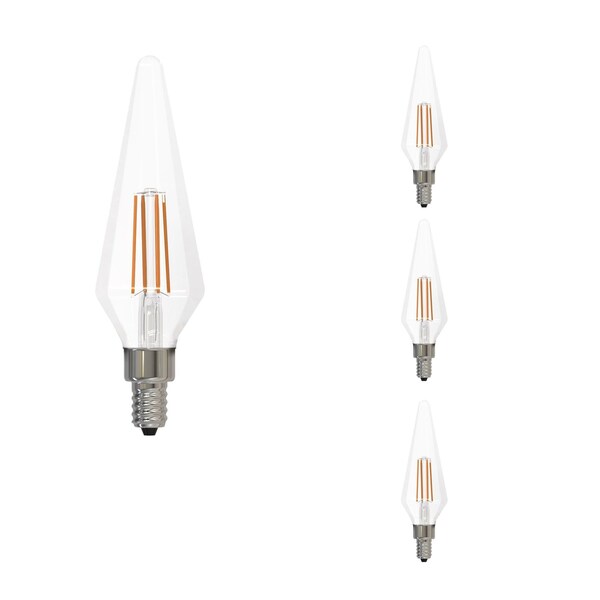 Bulbrite LED Filament 4W, Dimmable Prism Bulbs, Clear Glass, E12 Base, 3000K, 350 Lm, 4PK 862861 - main