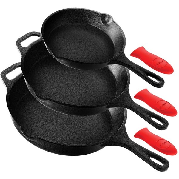 Nutrichef 3-Piece Pre-Seasoned Cast Iron Skillet Pans NCCIPS3P49 - main