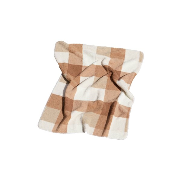 Homeroots 50" X 60" Ivory And Taupe Faux Sherpa Plaid Throw Blanket 483450 - main