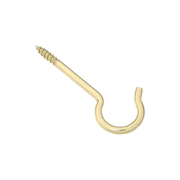 National Hardware V2041 Series Ceiling Hook, 25 lb Working Load, #6, Brass, 2PK N192-278 - main