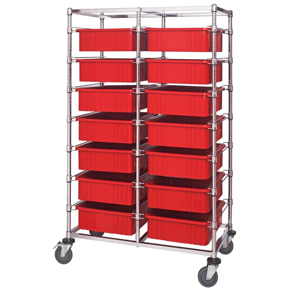 Quantum Storage Systems DOUBLE BAY BIN CART W/ DIVIDABLE GRIDS RED BC214069M1DRD - main