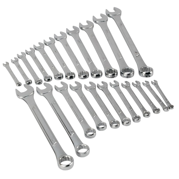 Performance Tool 22 pc. Combination Wrench Set, SAE/Metric, Chrome Vanadium, Storage Rack W1084 - main