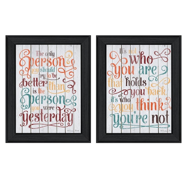 Homeroots Set Of Two The Only Person Black Framed Print Wall Art, 2PK 416032 - main