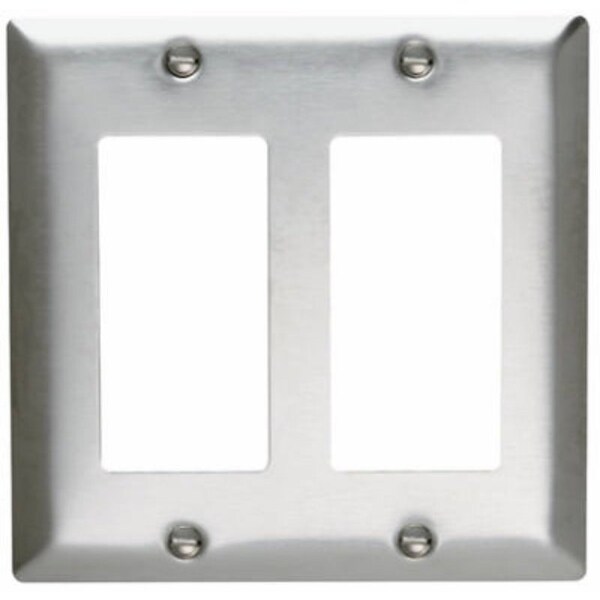 Legrand Wallplate, 4-1/2 in L, 4.56 in W, 2 -Gang, Stainless Steel, Silver, Brushed SS262CC10 - main