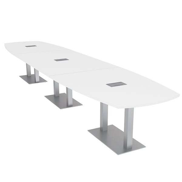 Skutchi Designs Arc Boat Conference Table, 45 in W, 216 in L, White HAR-ABOT-48X216-DOU-W960-ESIL - main