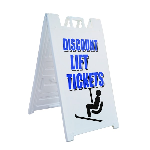 Signmission Discount Lift Tickets, A-Frame & 2 Decals Installed, Heavy-Duty Plastic Frame SBHD-D-2436-Discount Lift Tickets - main