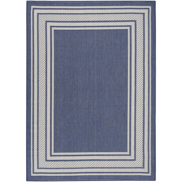 Homeroots 6' X 9' Navy Blue And Ivory Geometric Indoor Outdoor Area Rug 572870 - main