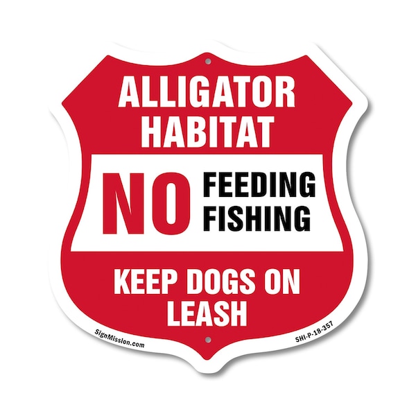 Signmission Alligator Warning Shield Sign Alligator, 18 Inch X 18 Inch, Plastic Sign SHI-P-18-357 - main