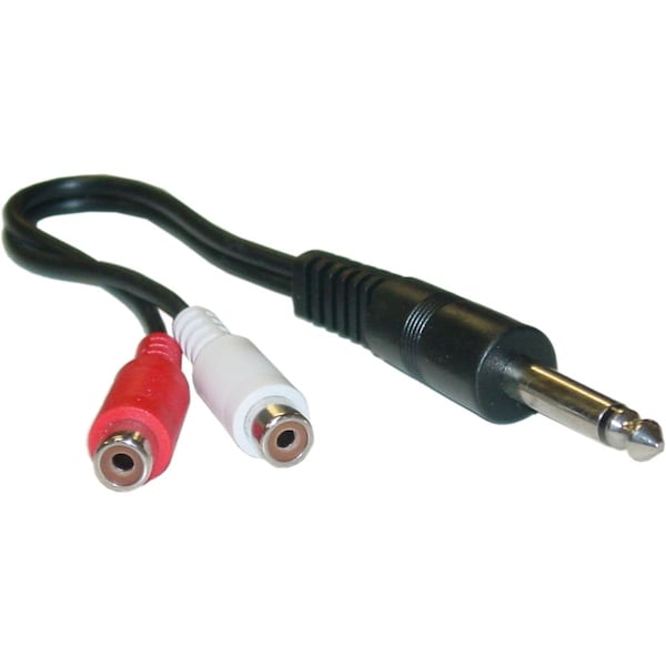 Cable Wholesale 1/4 inch Mono Phono to Dual RCA Adapter, 1/4 Mono Male to Dual RCA Female, 6 inch 30S1-16260 - main