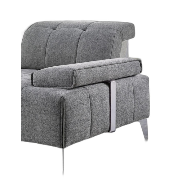 Homeroots Gray Polyester Modular L Shaped Three Piece Corner Sectional 473567 - main