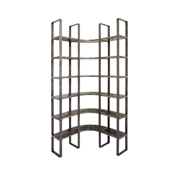 Homeroots Brown Iron and Solid Wood Six Tier Bookcase 392221 - main