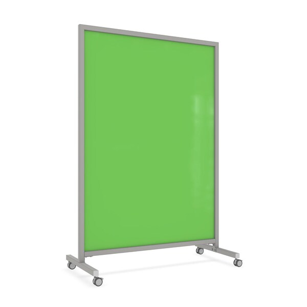 Ghent EZ Mobile Glassboard, Aluminum Frame, Non-Magnetic, 75"H x 50"W, Green EZ1NA7550GN - main