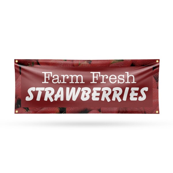 Signmission Farm Fresh Strawberries, 18 Inch x 48 Inch, Vinyl Banner B-30616 - main
