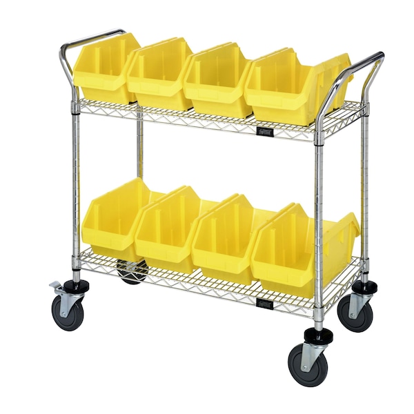 Quantum Storage Systems WIRE SHELVING CART W/8 YELLOW BINS WRC2-1836-1887YL - main