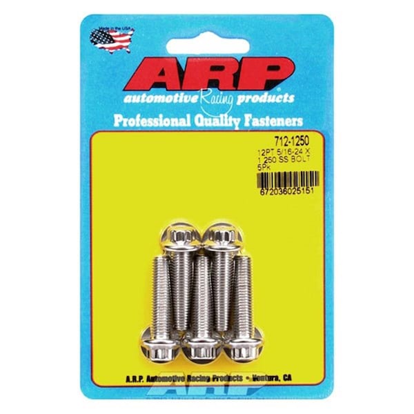Arp 712-1250 0.31-24 x 1.25 in. Stainless Steel 12 Point Bolt Kit - Set of 5, 5PK ARP712-1250 - main