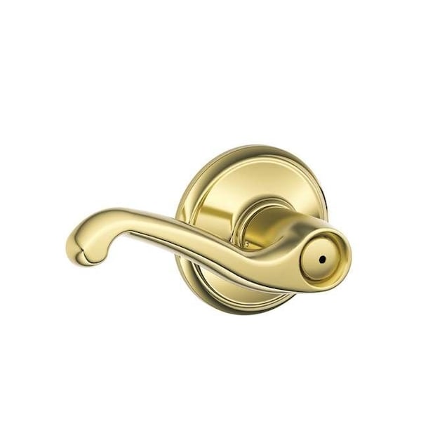Schlage Residential Right Hand Flair Lever Privacy Lock with 16080 Latch and 10027 Strike Bright Brass by Satin F40FLA605619RH - main