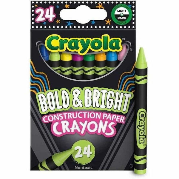 Crayola Bold and Bright Construction Paper Crayons, 24 Colors, 144PK 523463 - main