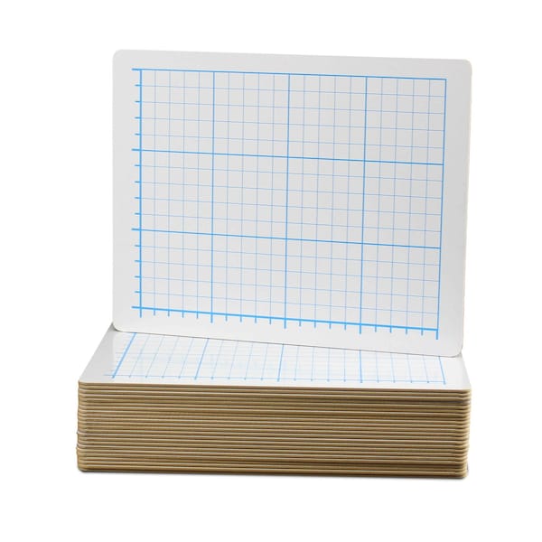 Flipside 9 x 12 Two Sided Quadrant Grid Dry Erase Board - 1/2" Square Class Pack 24 21024 - main