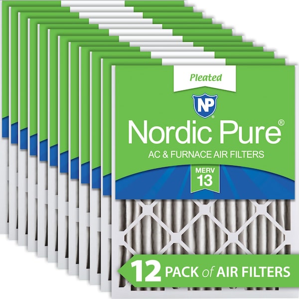 Nordic Pure 12x25x2 Pleated Air Filter, High Capacity, Electrostatically Charged Synthetic Media, MERV 13 12x25x2M13-12 - main