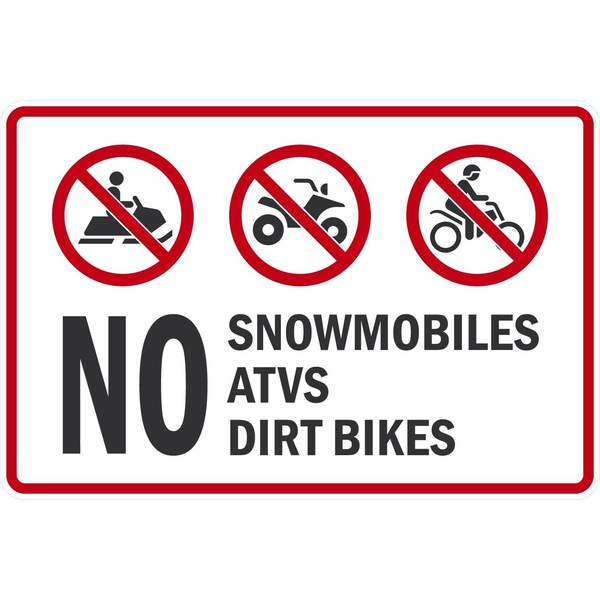 Lyle No Snowmobiles ATVs Dirt Bikes, 36x24, High Intensity Prismatic, White G-15859-HI_36x24 - main