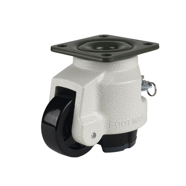 Foot Master Leveling Caster, Rachet , 75mm Nylon Wheel, 95x95mm Plate, Swivel, 750kg Cap, NBR Foot Pad, Ivory GDR-100-F-NYN - main