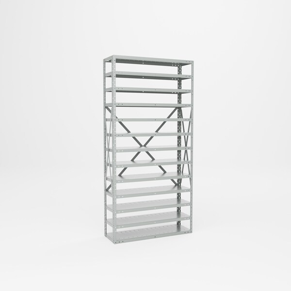 Pucel Bin Shelving Rack, 36 in W x 73 in H x 12 in D, 13 Shelves, Gray BR-1236-13-0 - main