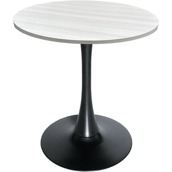 Leisuremod Bristol 27 in Round Dining Table - MDF Wood Top with Black Iron Pedestal Base BTBL-27LNW - main
