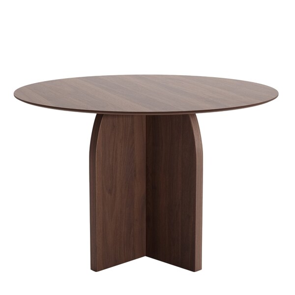 Homeroots 45" Brown Solid Wood Pedestal Base Round Top Dining Table 712166 - main