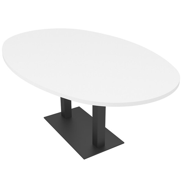Skutchi Designs Boval Conference Table With Power Unit, 48 in W, 72 in L, White HAR-BOVL-48X72-DOU.BK-W960-NA - main