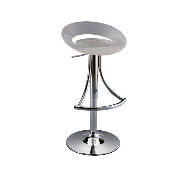 Homeroots White and Silver Acrylic and Metal Low Back Adjustable Height Bar Chair 555033 - main