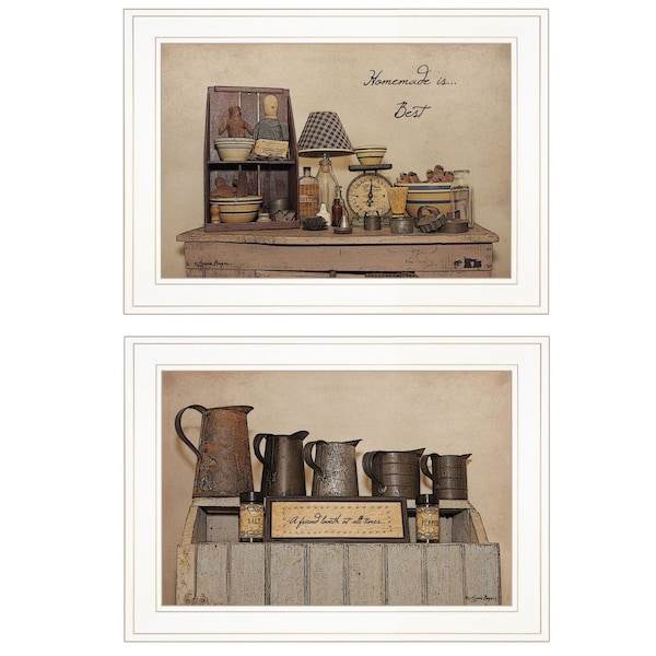 Homeroots Set Of Two Homemade is Best 1 White Framed Print Kitchen Wall Art, 2PK 407115 - main