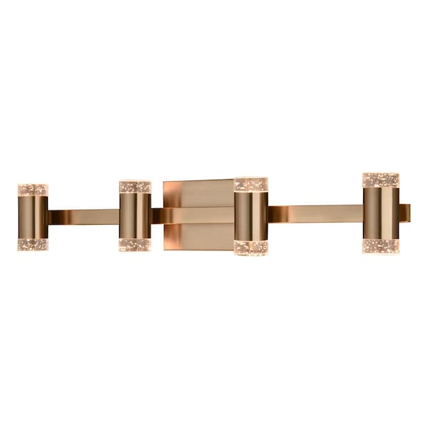 Vaxcel Sunset Hill 4-Light Muted Brass Gold LED Contemporary Vanity Light with Clear Bubble Glass W0586 - main