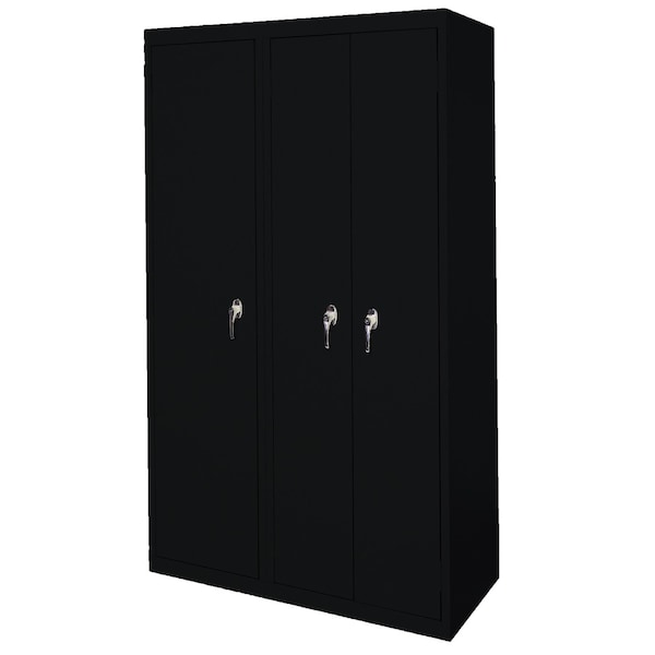 Steel Cabinets Usa Steel Storage Cabinet, 42in L x 21in D x 72in H, 8 Adjustable Shelves, 3 Doors, Black AAH-42-3D-B - main