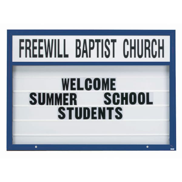 Aarco 70 in W, 50 in H, White Translucent Letterboard/Blue Powder Coated Frame MBM5070B - main