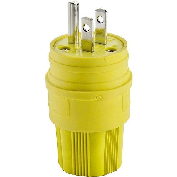 Eaton Wiring Devices Watertight Straight Blade Plug, 5-15P, 15 A, 125V AC, 2 Pole, Screw Terminals, Grounded 14W47-K - main