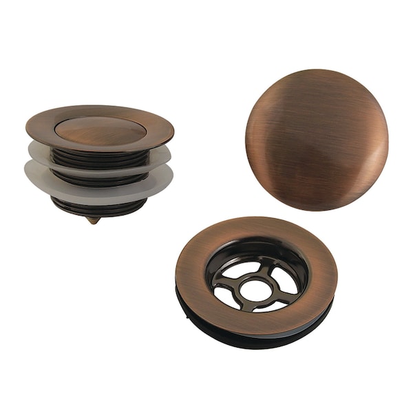 Kingston Brass Toe Touch Tub Drain Trim Kit with Overflow Plate, Antique Copper VTDETRIMAC - main