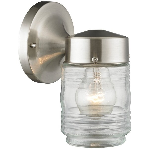 Soundbest Int Sourcing Boston Harbor Outdoor Wall Lantern, 120 V, 60 W, A19 or CFL Lamp, Steel Fixture, Brushed Nickel 4402H-BN - main
